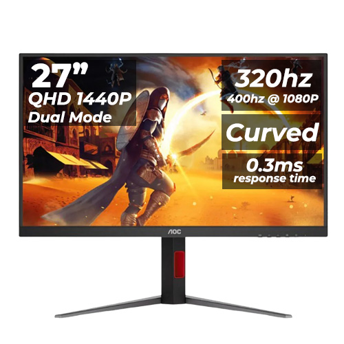 AOC CQ27G4S 27" Curved Dual-Mode QHD 320hz/FHD 400hz 0.3ms