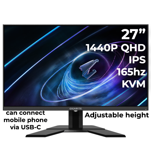 Gigabyte M27Q 27" 165hz IPS 1440P 1ms (DP/HDMI/KVM)