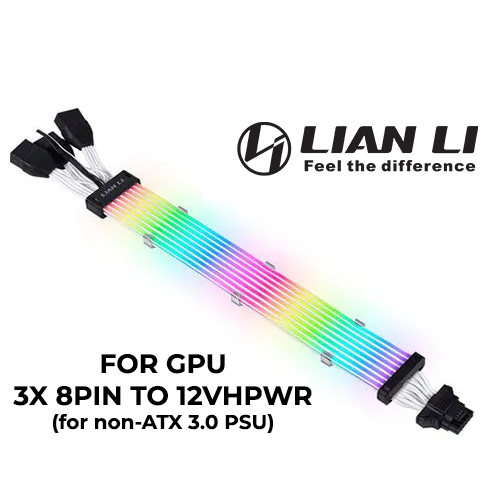 Lian Li Strimer Plus V2 168-8 (3x8Pin to 12VHPWR) ARGB PSU Extension Cable