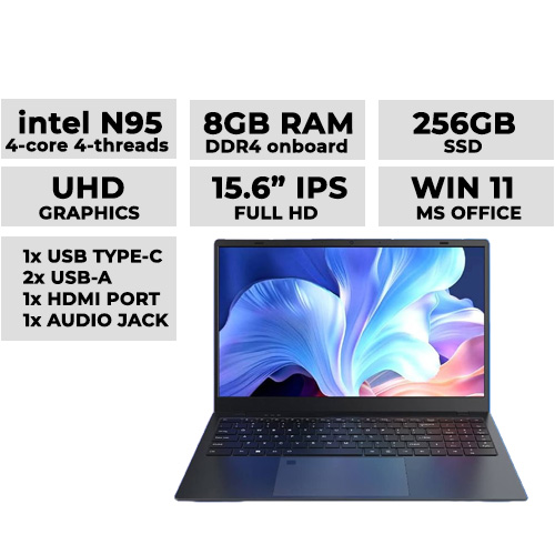 NINGMEI NL100-N95082 (Grey Black) Laptop 15.6" FHD | Intel N95 | 8GB DDR4 | 256GB SSD | UHD Graphics