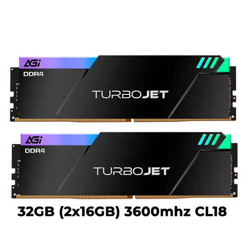 AGI TURBOJET RGB (Black) 32GB (2x16GB) DDR4 3600mhz CL18