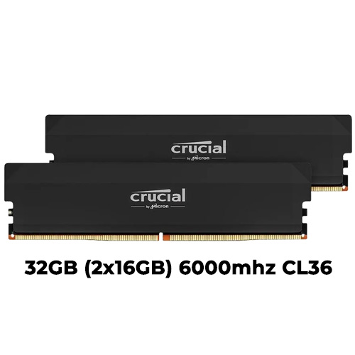 Crucial Pro Overclocking 32GB (2x16GB) DDR5 6000mhz CL36 (Black) (XMP/EXPO)
