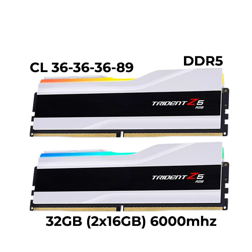 G.Skill Trident Z5 RGB 32GB (2x16GB) DDR5 6000mhz (White) (XMP/EXPO) CL36