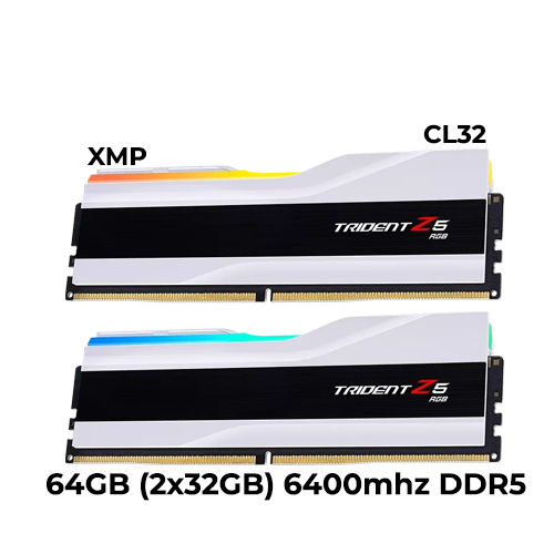 G.Skill Trident Z5 RGB 64GB (2x32GB) DDR5 6400mhz (White) (XMP) CL32