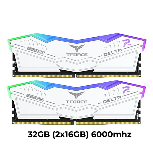 T-Force DeltaA RGB DDR5 32GB (2x16GB) 6000mhz (White) (EXPO)