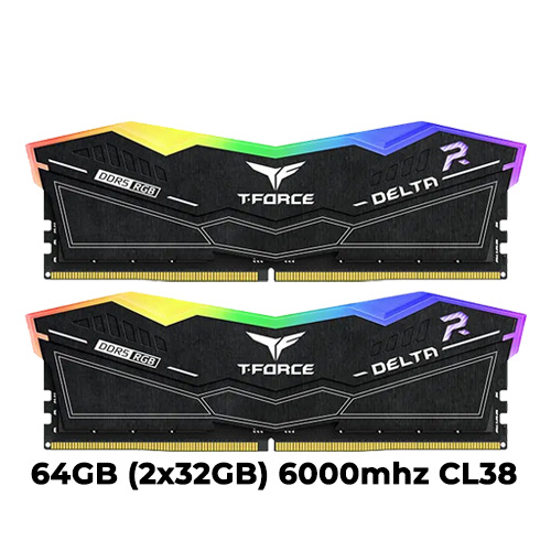 T-Force Delta RGB DDR5 64GB (2x32GB) 6000mhz (Black) CL38