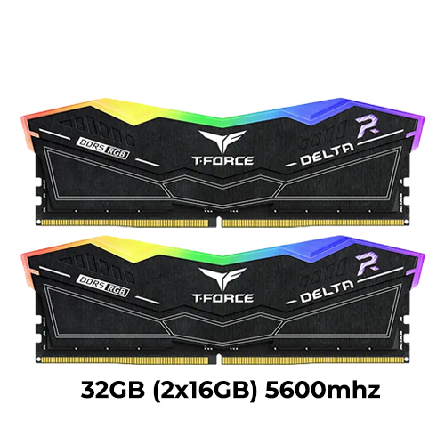 T-Force Delta RGB DDR5 32GB (2x16GB) 5600mhz (Black) (XMP)