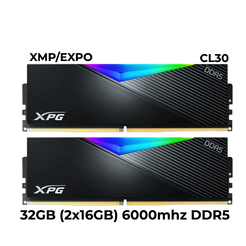 XPG Lancer RGB DDR5 32GB (2x16GB) 6000mhz CL30 (Black) (XMP/EXPO)