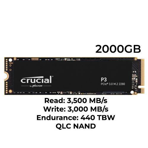 Crucial P3 2TB Gen3 M.2 NVMe SSD