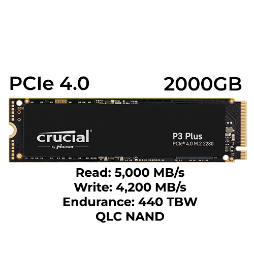 Crucial P3 Plus 2TB Gen4 M.2 NVMe SSD