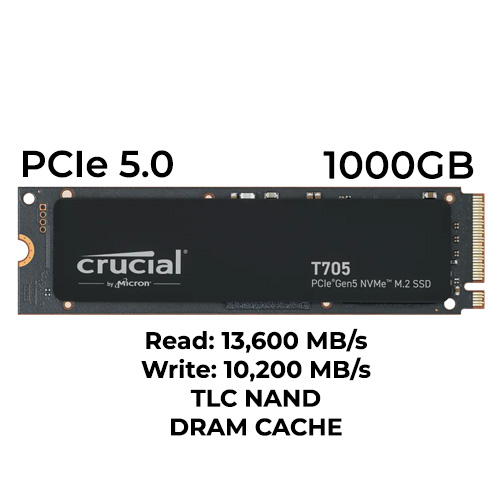 Crucial T705 1TB Gen5 M.2 NVMe SSD