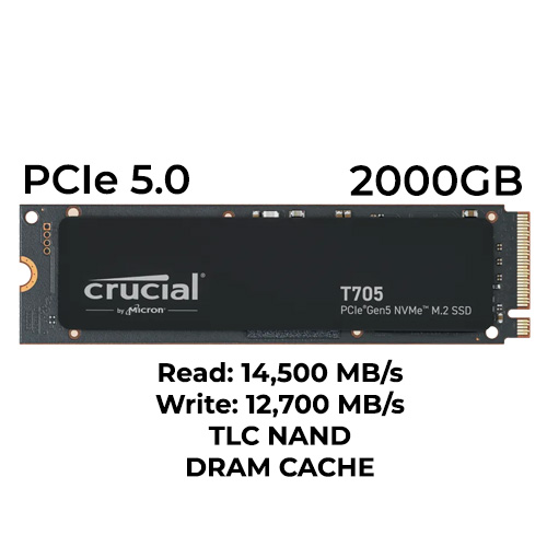 Crucial T705 2TB Gen5 M.2 NVMe SSD