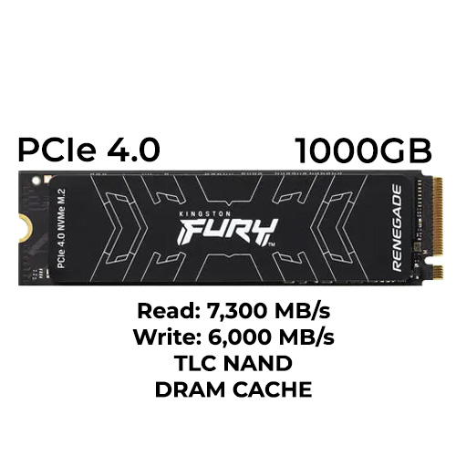 Kingston Fury Renegade 1TB Gen4 M.2 NVMe SSD