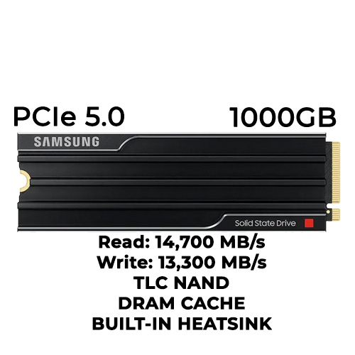 Samsung 9100 PRO 1TB Gen5 NVMe SSD w/ Heatsink