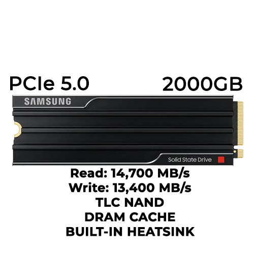 Samsung 9100 PRO 2TB Gen5 NVMe SSD w/ Heatsink