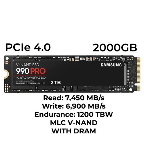 Samsung 990 PRO 2TB Gen4 M.2 NVMe SSD