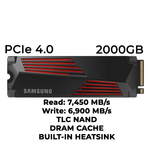 Samsung 990 PRO 2TB Gen4 M.2 NVMe SSD w/ Heatsink