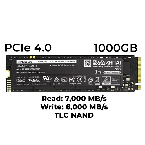 YMTC TiPlus7100 1TB Gen4 NVMe SSD