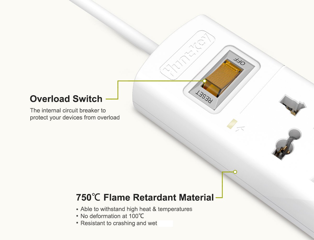 Huntkey SZM304 (3-Socket) Surge Protect Power Strip - Image 4