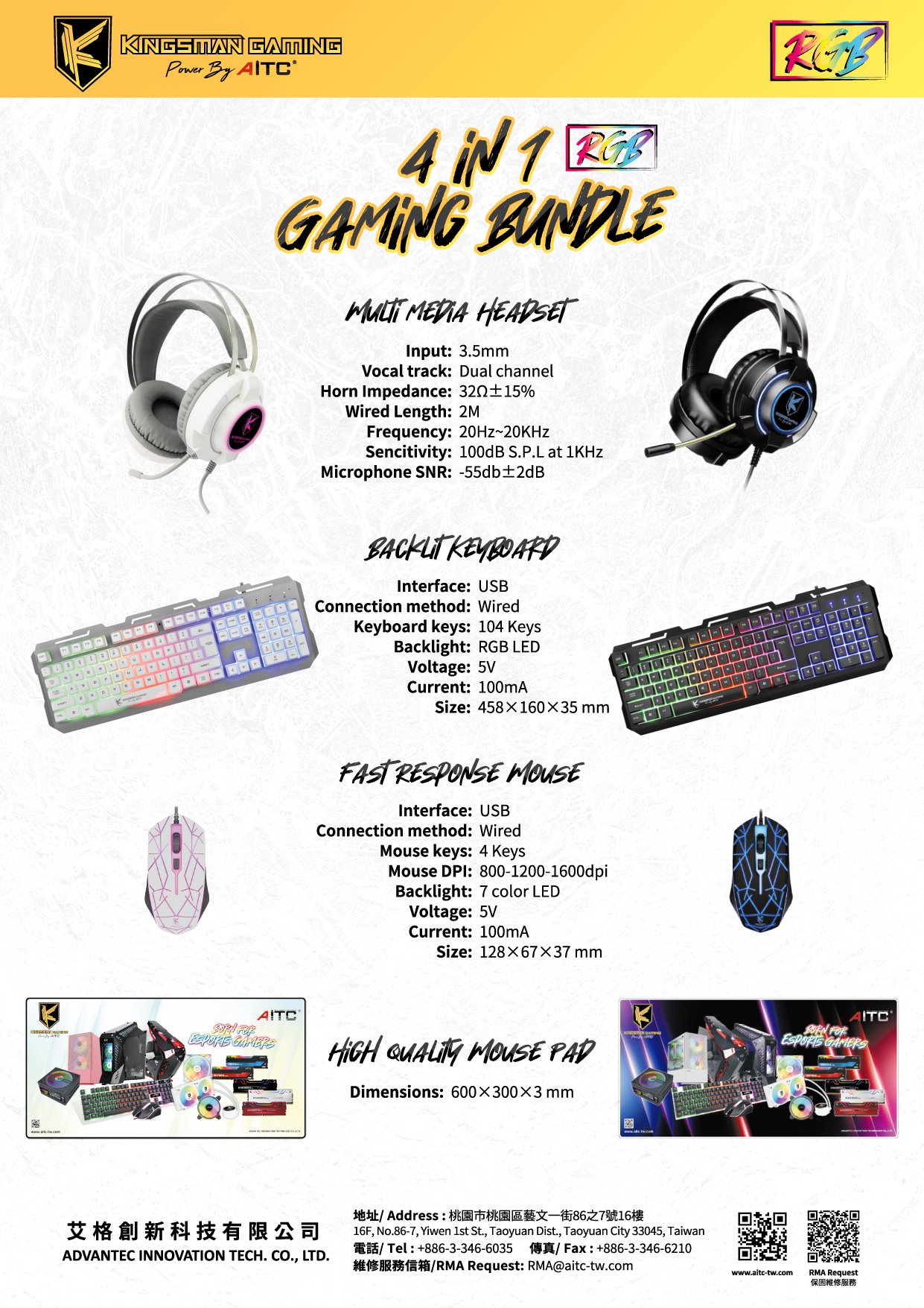 Kingsman 4in1 Keyboard/Mouse/Headset/Mousepad - Image 2