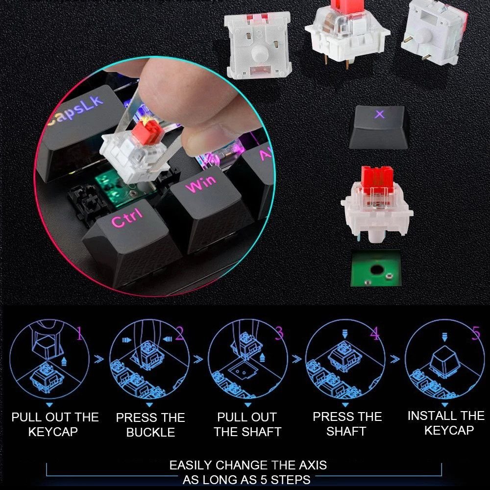 Redragon K617 FIZZ (Black, 61 keys, Dust-Proof Hotswap Red Switch) - Image 2