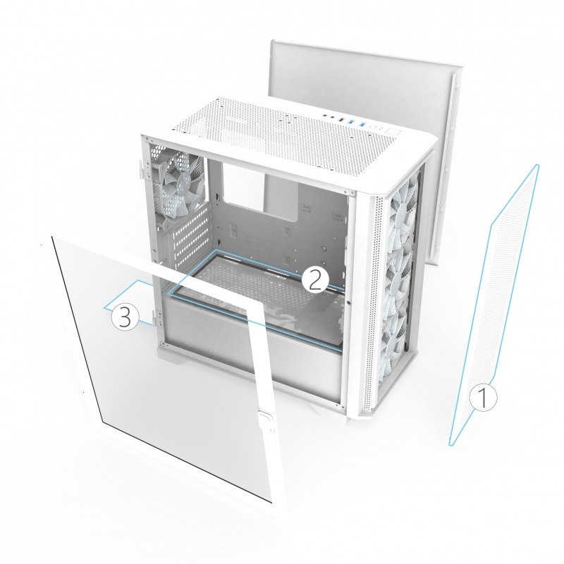 Montech Air 100 ARGB (White) w/ 4pcs ARGB Fan - Image 4