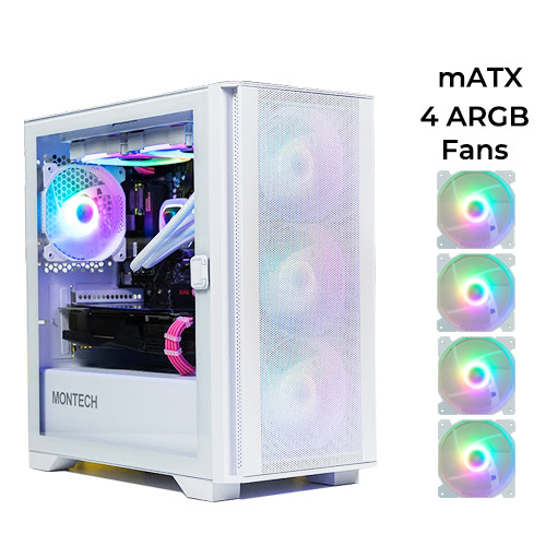 Montech Air 100 ARGB White W 4pcs ARGB Fan WIND NET Computers