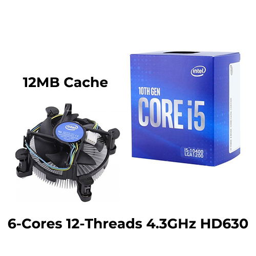 Intel Core i5 10400 (10th gen) (6-cores 12-threads 4.6GHz UHD630)