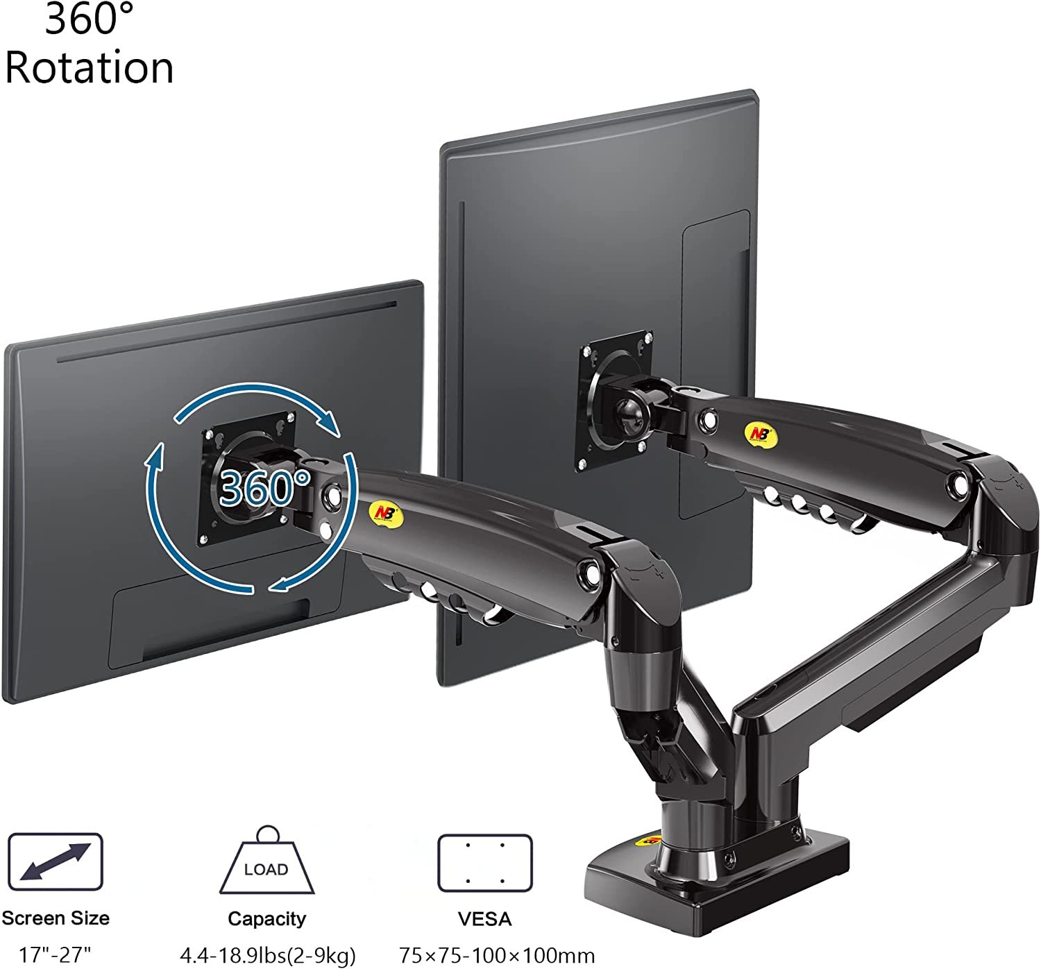 North Bayou F160 Monitor Desk Mount (Dual) - Image 6