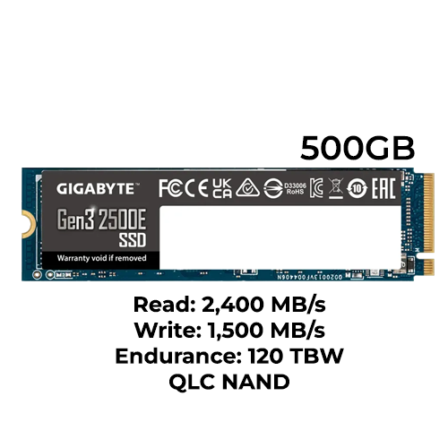 Gigabyte 2500E 500GB Gen3 M.2 NVMe SSD