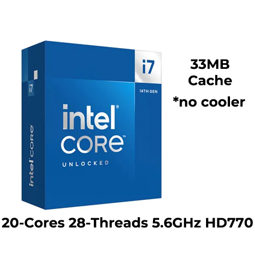 Intel Core i7 14700K 14th Gen (20-Cores 28-Threads, 5.6GHz, 33MB Cache, UHD 770 Graphics)