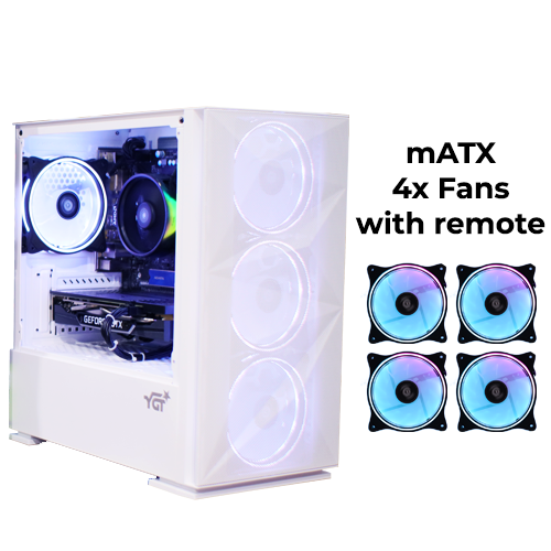 YGT B709 (White) w/ 4x 1258 ARGB Fans + Remote