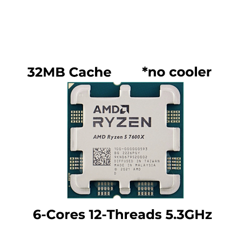 Ryzen 5 7600X (6-cores 12-threads 5.3GHz 32MB L3 Cache)