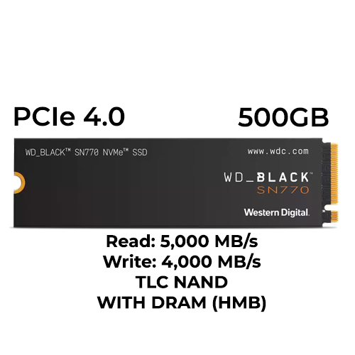WD Black SN770 500GB Gen4 M.2 NVMe SSD