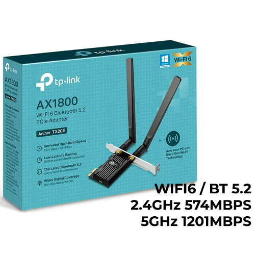 TP-Link AX1800 WiFi 6 Bluetooth 5.2 PCIe Adapter