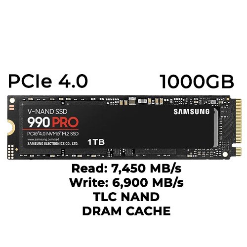 Samsung 990 PRO 1TB Gen4 m.2 NVMe SSD