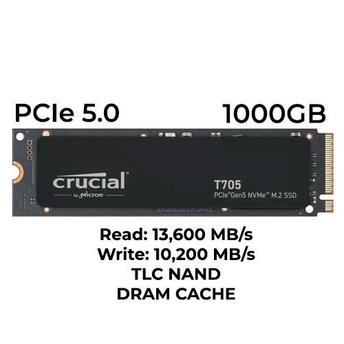 Crucial T705 1TB Gen5 M.2 NVMe SSD