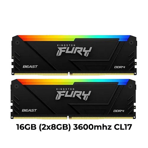 Kingston Fury Beast RGB 16GB (2x8GB) DDR4 3600mhz CL17