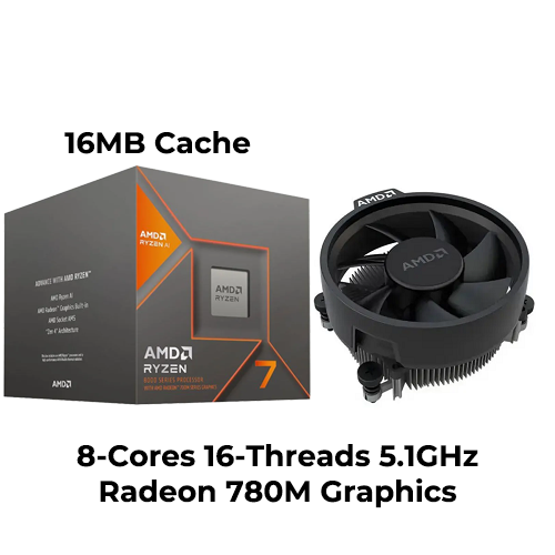 Ryzen 7 8700G (8-cores 16-threads 5.1GHz Radeon 780M Graphics)