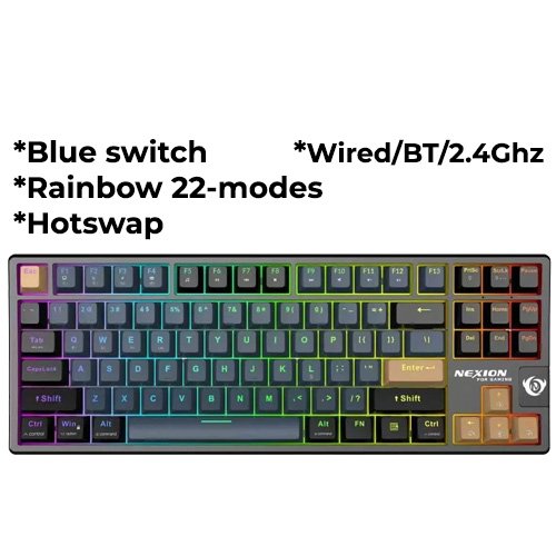 Nexion MK155B (Blue-Black) Wireless Tri-Mode Mechanical TKL Keyboard