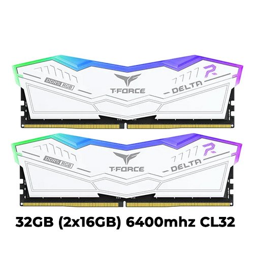 T-Force Delta RGB DDR5 32GB (2x16GB) 6400mhz (White) CL32